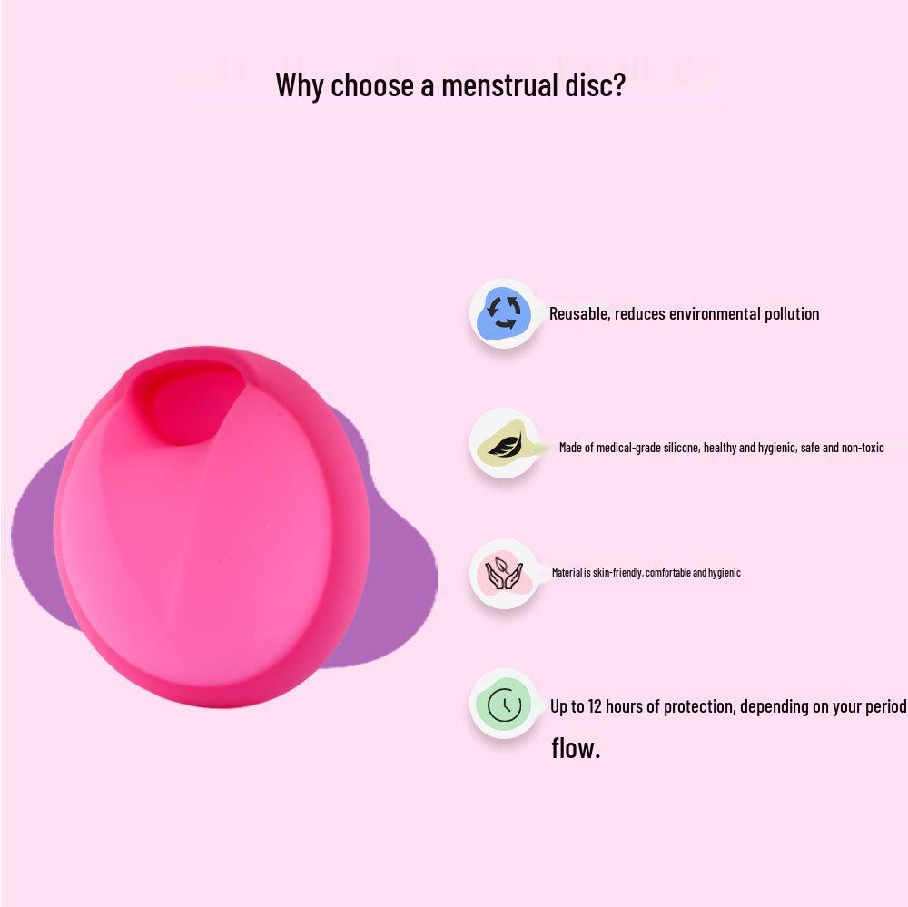 Silicone Menstrual Disc Cup with Storage Box and Built-in Handle for Women