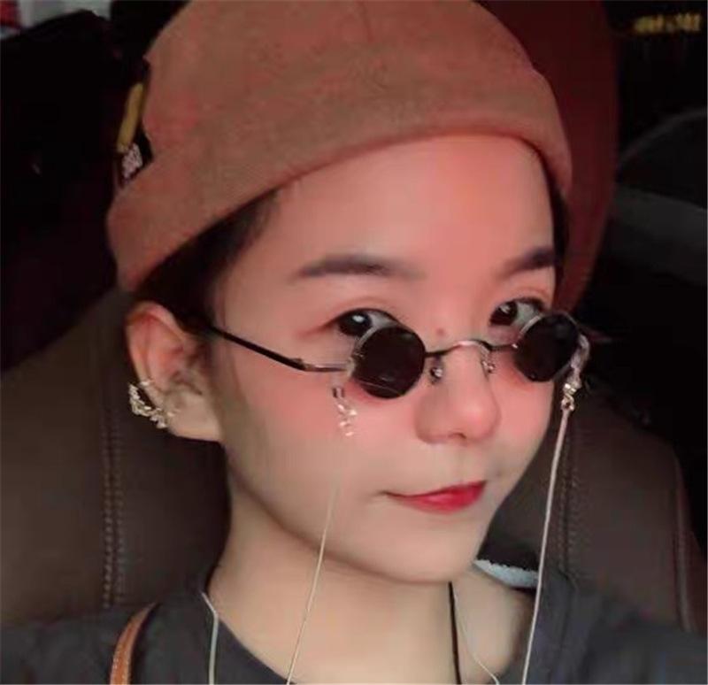 Punk Round Sunglasses Prince Glasses Glasses Retro Sunglasses Men And Women Ultra-Small Frame Traitor Hip Hop Concave Styling