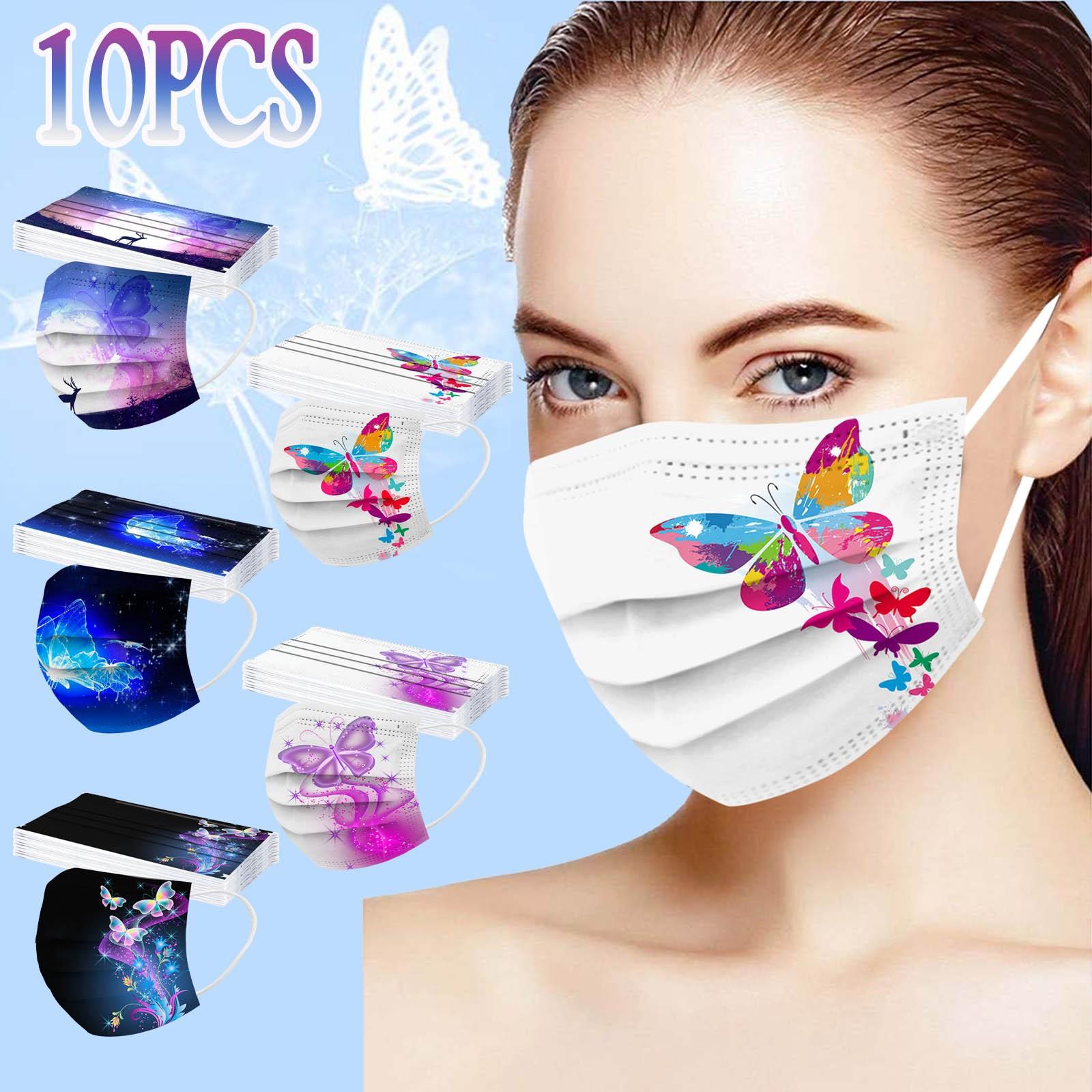 

10PCS Взрослая маска бабочки Одноразовая маска для лица 3Ply Ушная петля Анти-PM2.5
