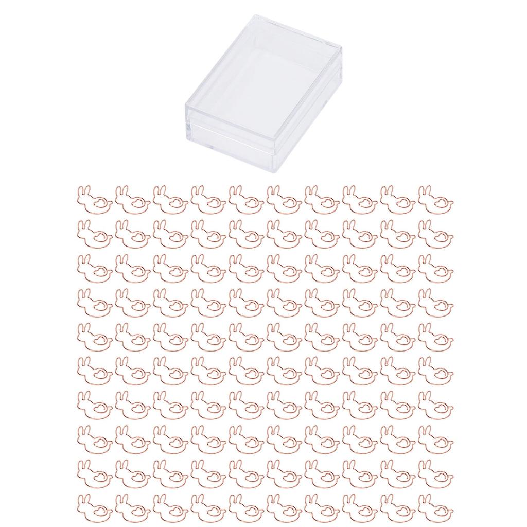 100PCS Paper Clips Portable Cute Animal Shape Electroplating  Gold Metal Paper Clip Box Office S