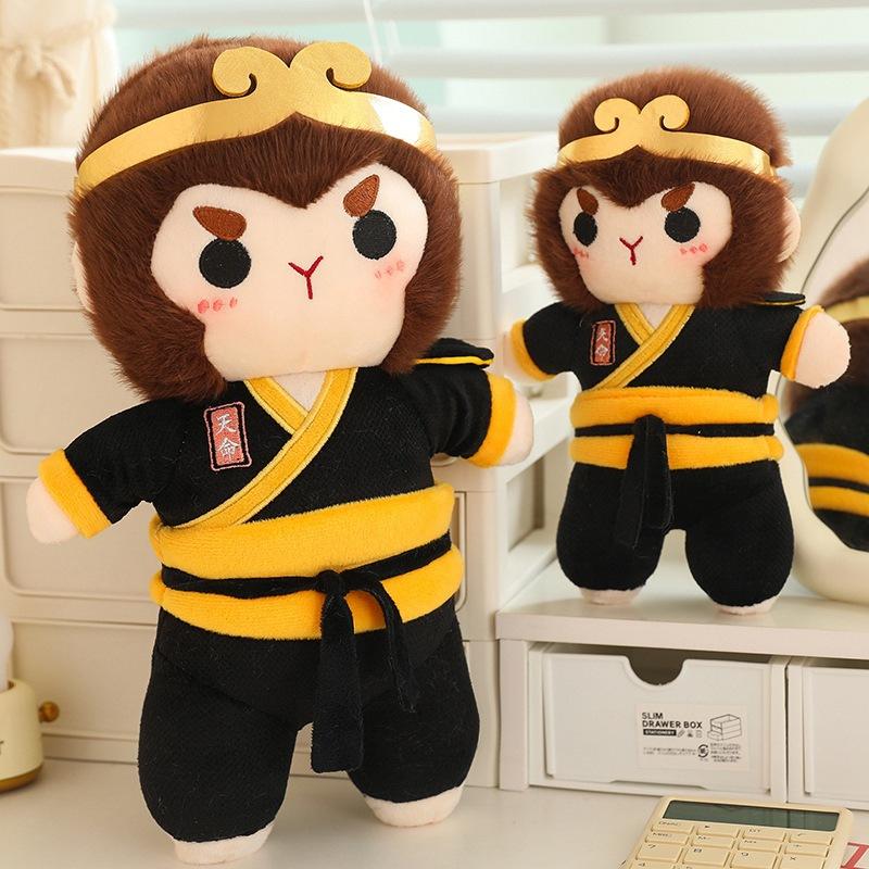 Black Wukong Doll Plush Toy Journey To The West Mythical Monkey King Doll Children Throw Pillow Holiday Gift