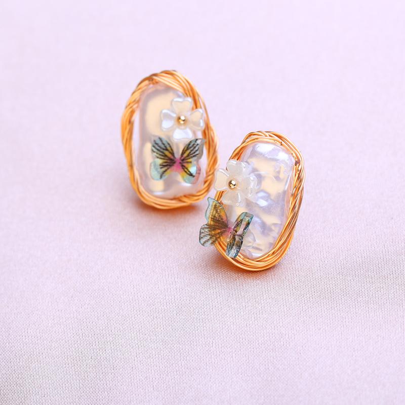 KNIKOO Flower Earrings For Women Fashion Pearl Earrings Jewerly For Wedding Bride Party Earrings Gifts
