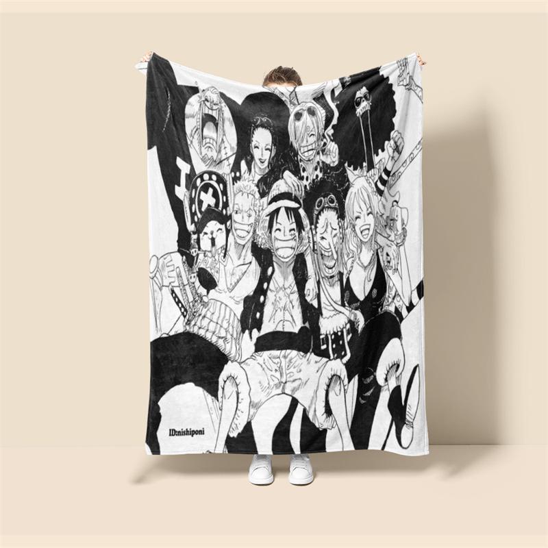 Throw Blanket One Piece Luffy Cartoon Anime Children Teenagers Adult Game Peripheral Collection Products Soft and Comfortable