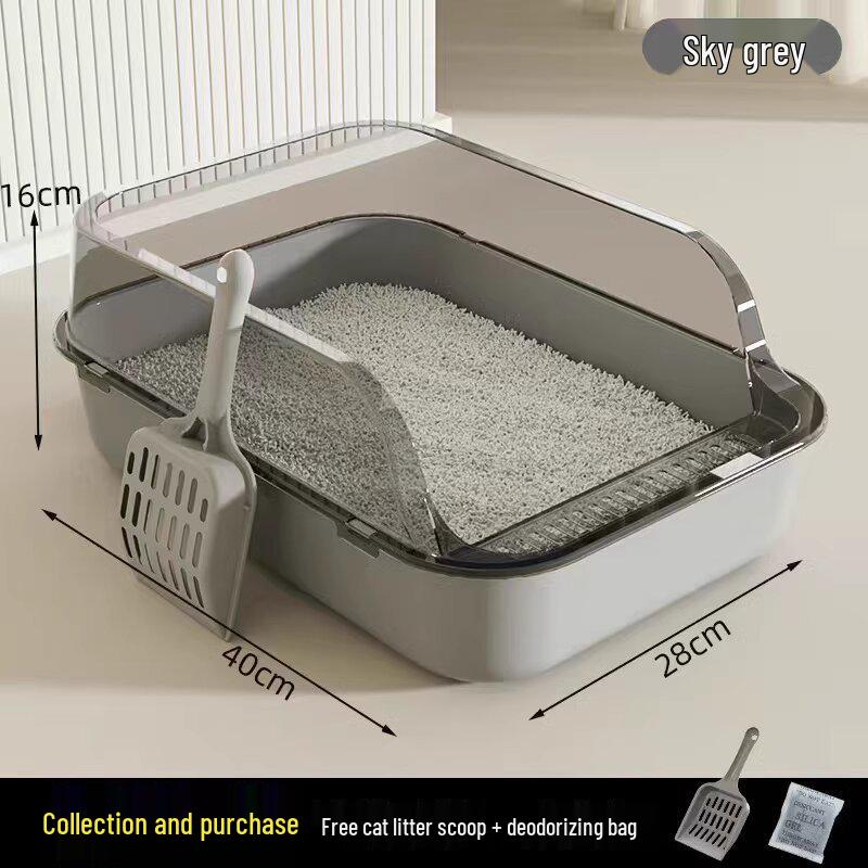Extra Large Odor-Reducing Semi-Enclosed Anti-Splash Cat Litter Box