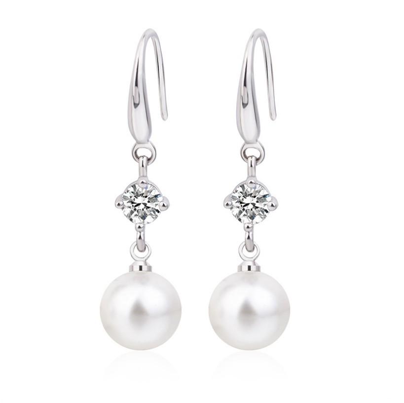 Korean Style Zirconia  Pearl Earrings Studs