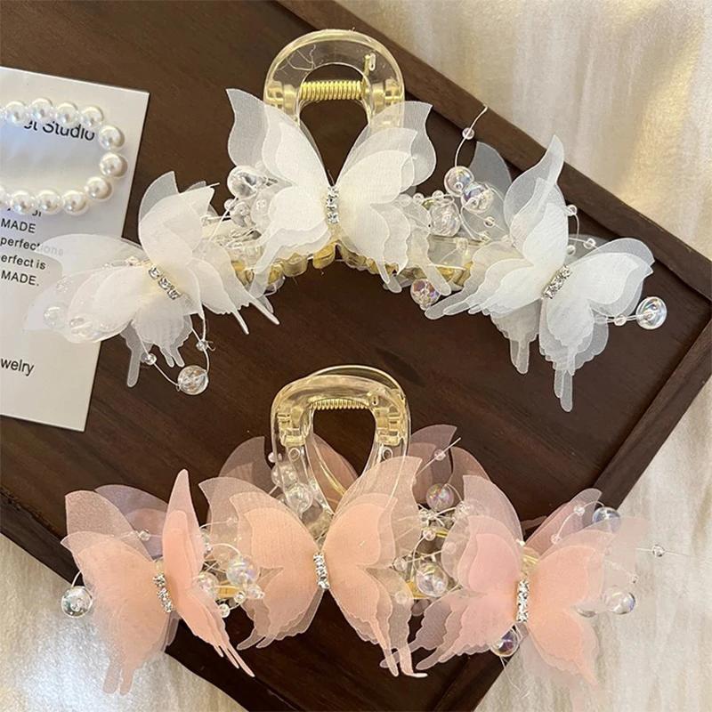 Butterfly Grabber for Women   New High-end Sweet Hair Accessories  the Back of the Head Is Curled with Claws Shark Clip