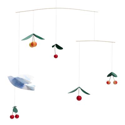 Scandinavian-style Mobile, Made In Denmark, Cherry Bird Design by Flensted Mobiles. Stylish Interior Decor, Perfect for Babies. Ceiling Hanging.