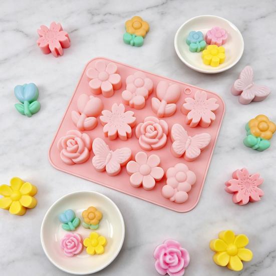 Flower And Leaf Silicone Mold Chocolate Pudding Cake Baking Mold Cake Decoration Reusable DIY Drip Glue Clay Mold