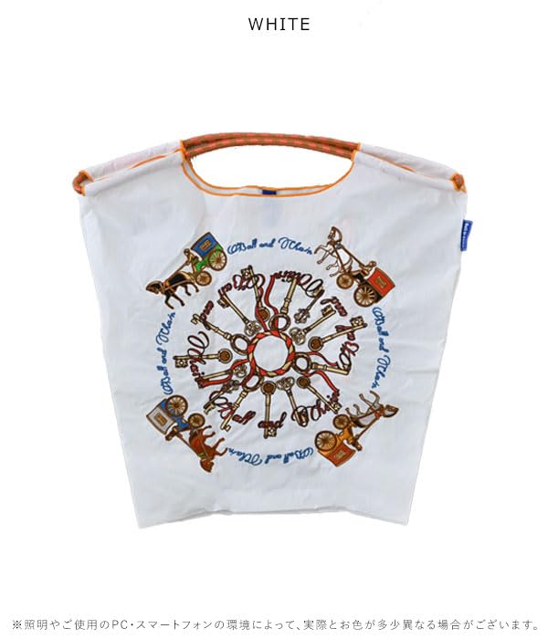Ball Chain Key and Carriage Shopping Eco 301038 & KEY&CARRIAGE Bag, Bag, White, Medium,