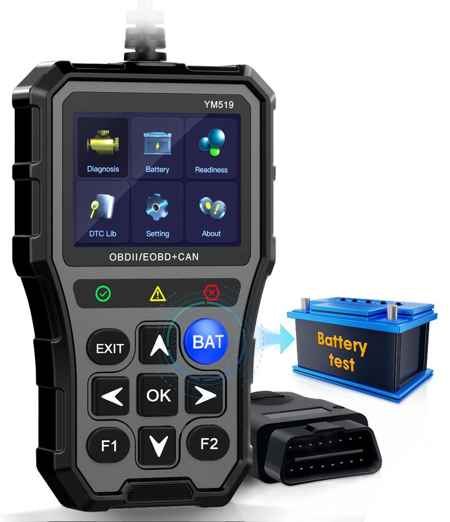 Car OBD2 Scanner Battery Tester: Color Screen Code Reader, Easy Setup, Clears Check Engine Light - Diagnostic Scan Tool