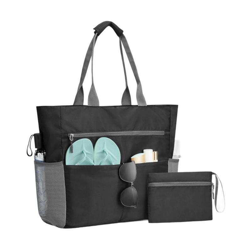 Spacious Water Resistant Foldable Sand Resistant Beach Bag Compact Design For Family Gatherings And Vacation Trip