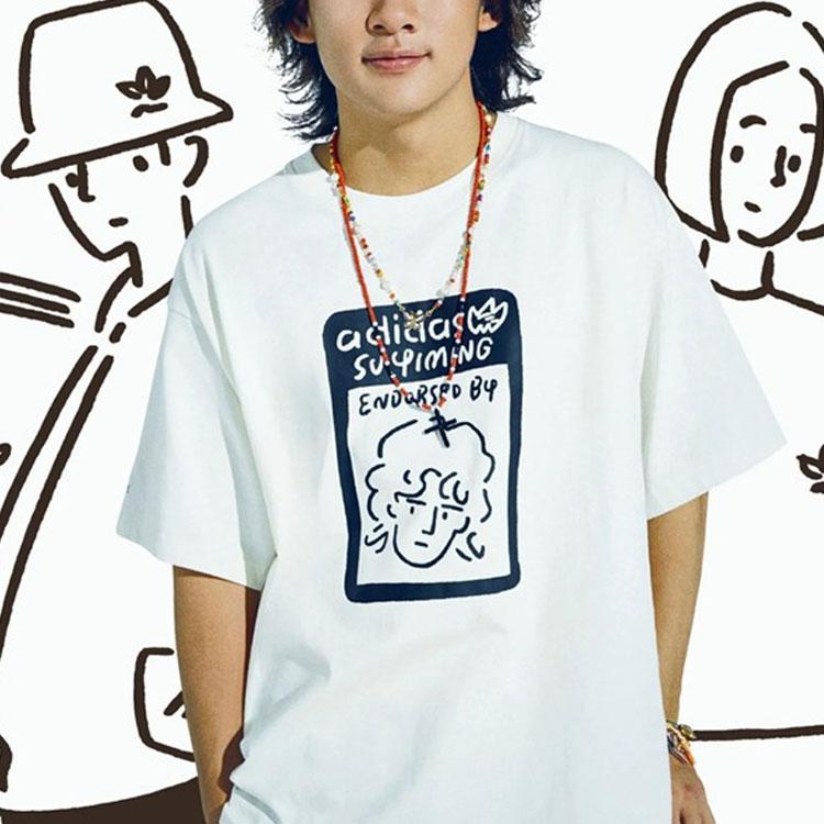 Adidas Originals Trefoil Collab Comic Portrait Print Short-Sleeve T-shirt Unisex Tops White IK4308