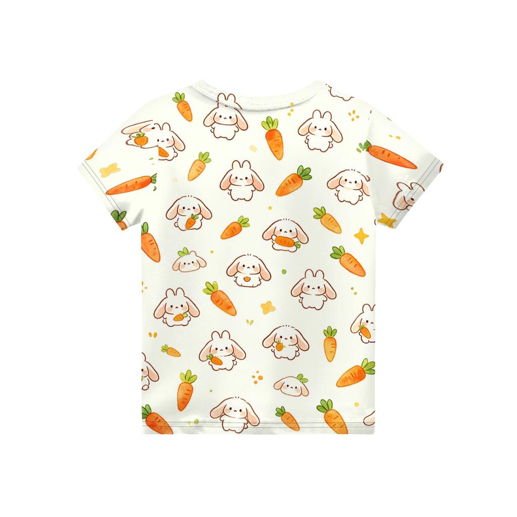 Children's Animal Print Crew Neck Short Sleeve Casual Loose Fit T Shirt Top for Kids Soft Comfortable Fabric Suitable for Everyday Wear