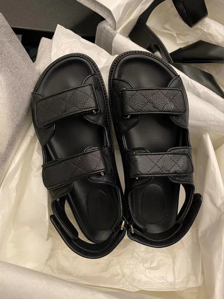 Cowhide Version~ Versatile and Not Tired Feet Velcro Leather Platform Sandals Women's Summer High-end Roman Muffin Sandals