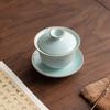 Tianqing Ru Kiln Sancai Cover Bowl Teacup Single Anti-scalding Belt Cover Tea Three-piece Tea Set Tea Set Not Hot for Household Use