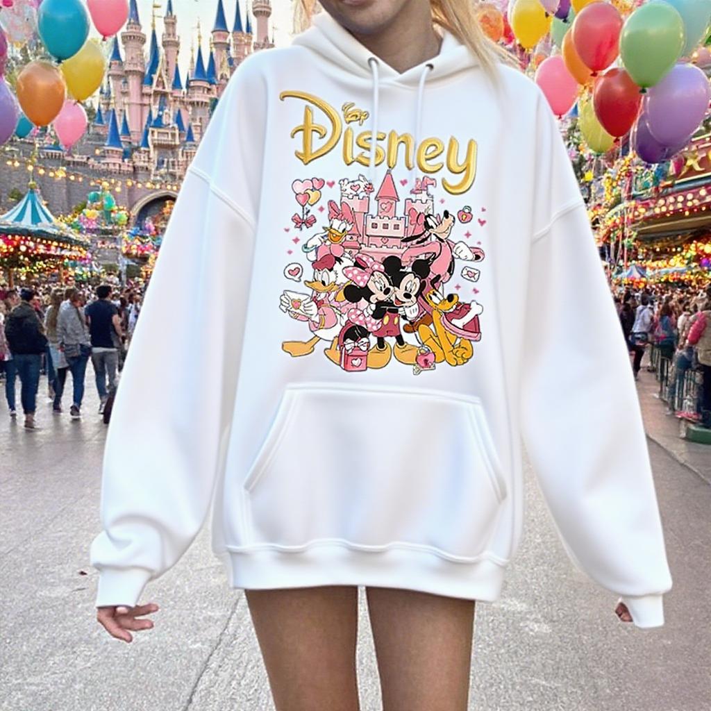 Disney Parent-child Valentine's Day Gifts: Mickey and Friends Multi-color Hoodies, Autumn and Winter Tops, Casual Sportswear
