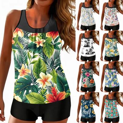 Women's Bohemian Print Split Swimsuit Sport Swimsuit