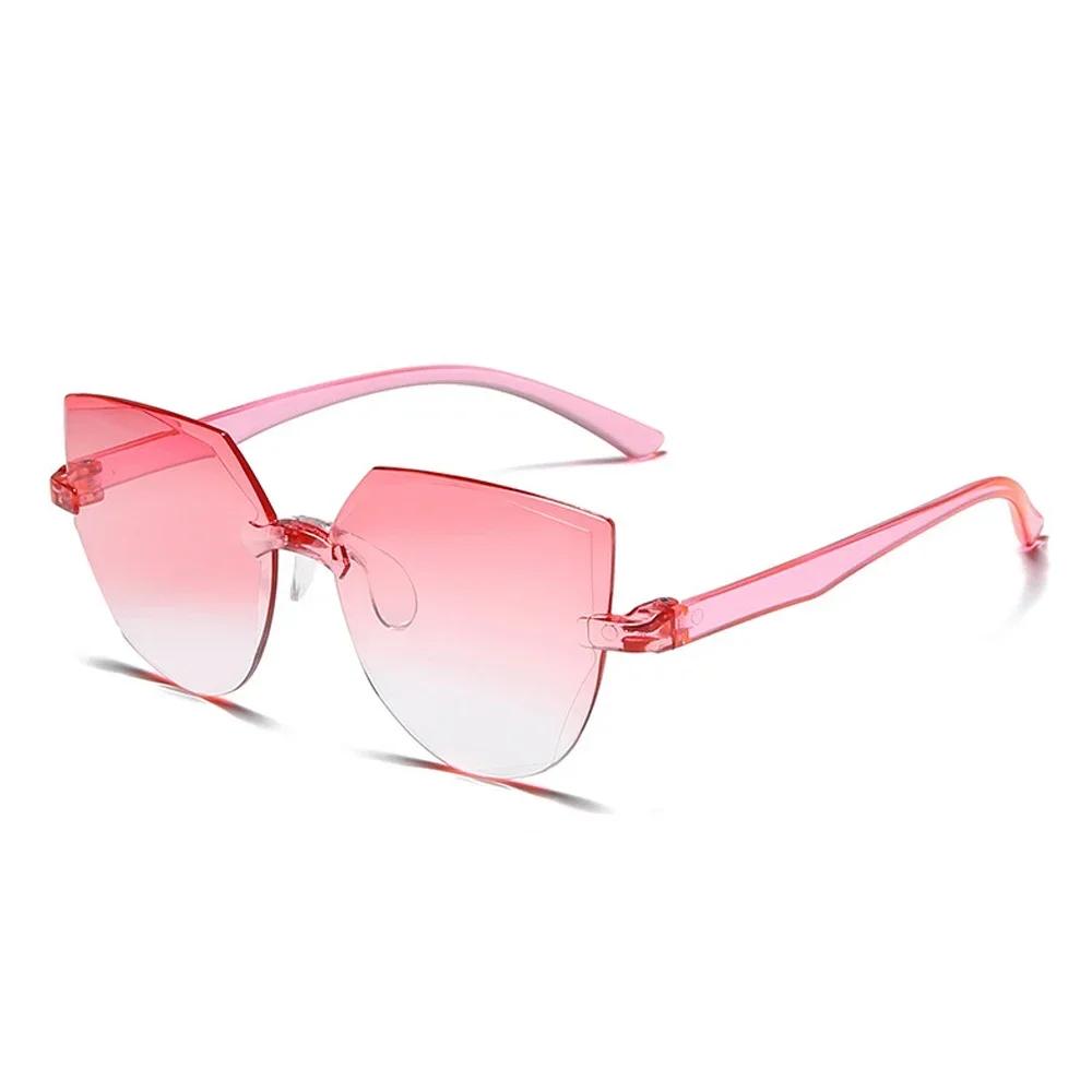 Stylish Ladies Cat Ear Sunglasses - Retro Frameless Jelly Transparent Design