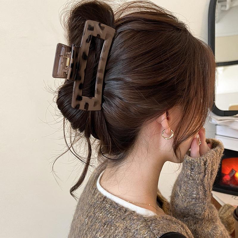 Ponytail Leopard Bow Large Hair Claw Crab Hair Accessories for Women Back Head Shark Clip Hairpins Girls Barrettes Headbands