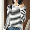 Women Sweater Curled O-neck Strip Pullover Autumn Spring Casual Knit Clothing Fashion Soft Bottoming Sweater Tops
