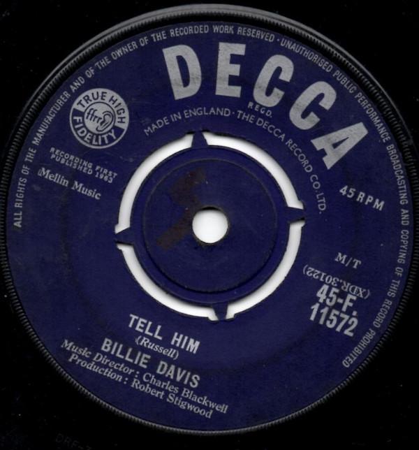 

7inch Record BILLIE DAVIS - Tell Him 45F11572 Decca 1963 UK Rock Used