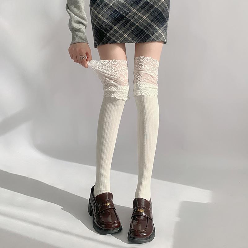 Spring and autumn long socks, over-the-knee socks, lace Lolita slouch socks jk Sock-tied calf boots with sock stitching lolita Socks