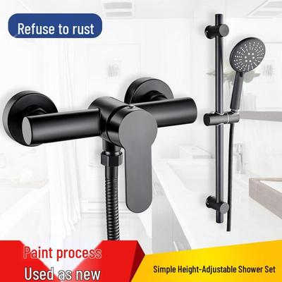 Black Stainless Steel Shower Set with Hot & Cold Water Faucet and Mixer Valve