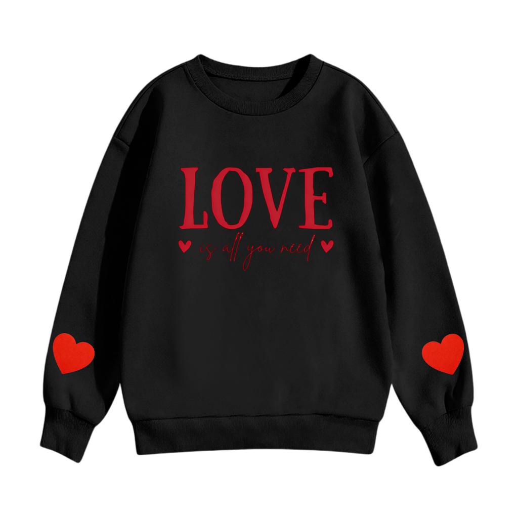 Children's Casual Round Neck Printed Pullover Long-sleeved Hooded Sweatshirt Top