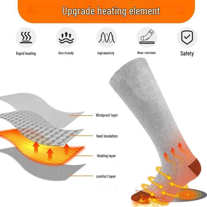 USB Rechargeable Heated Socks for Winter - Unisex Electric Warmth for Outdoor Skiing