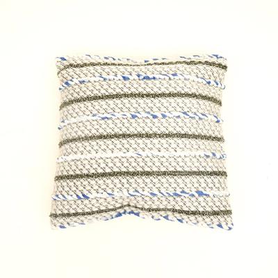Ivory/Blue/Charcoal Handwoven Cushion -Decorative Throw Pillow for Sofa, Armchair, and Bed