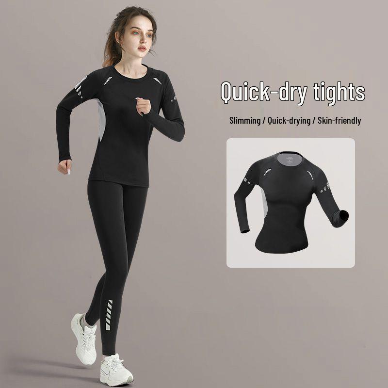 2025 Women's Winter Quick-Dry Yoga Set: Long Sleeve Running Top & Tight Fitness Wear