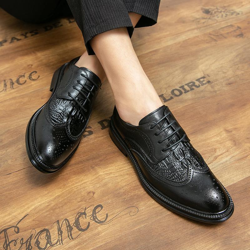 2024 Foreign Trade Spring New Business Men's Casual Leather Shoes Men's Gentleman Block Men's Trend Dress Shoes