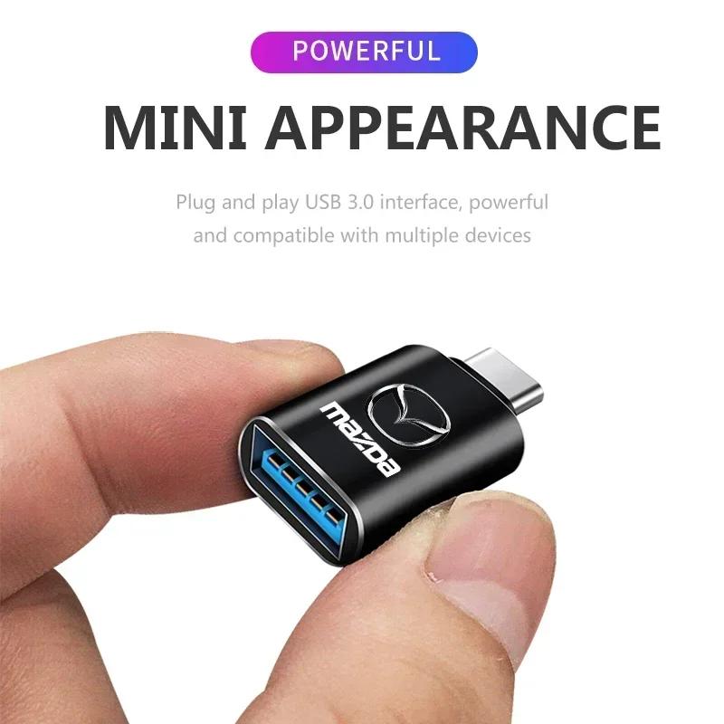 2025 Hot Car Type-C Turn USB3.0 Adapter Auto Converter Interior Parts For Mazda CX3 2 323 CX5 CX30 2015 Atenza 3 GJ MX3 RX7 Axel