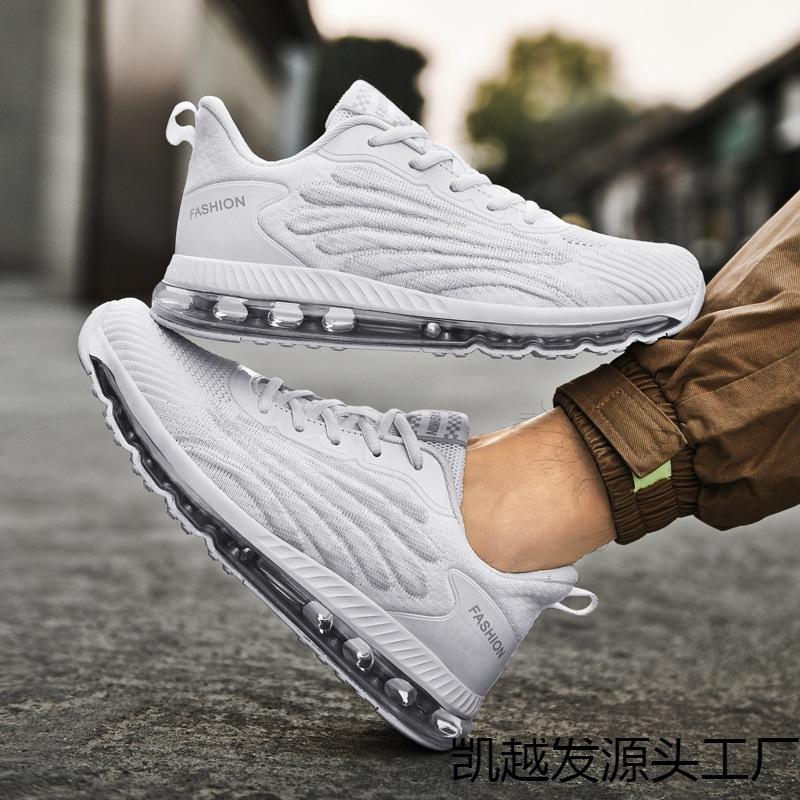 Shoes Men's Year Full Palm Air Cushion Men's Shoes Large Size Running Shoes Flying Weaving Breathable Deodorant Sneakers Men's