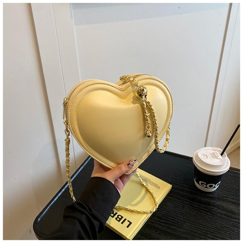 

Маленькая свежая сумка-мессенджер через плечо в форме сердца, летняя модная новая маленькая сумка на цепочке конфетного цвета жёлтый