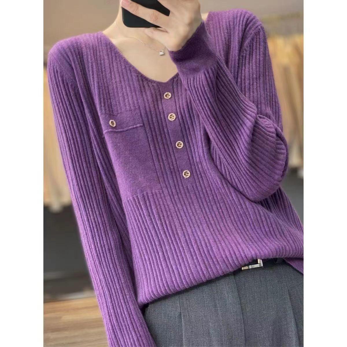 

Весна Лето Женские Пуловеры Длинный Рукав V-образный вырез Базовые Футболки Свободный Вязаный Свитер Корейская Мода Мягкие Внутренние Джемперы XL