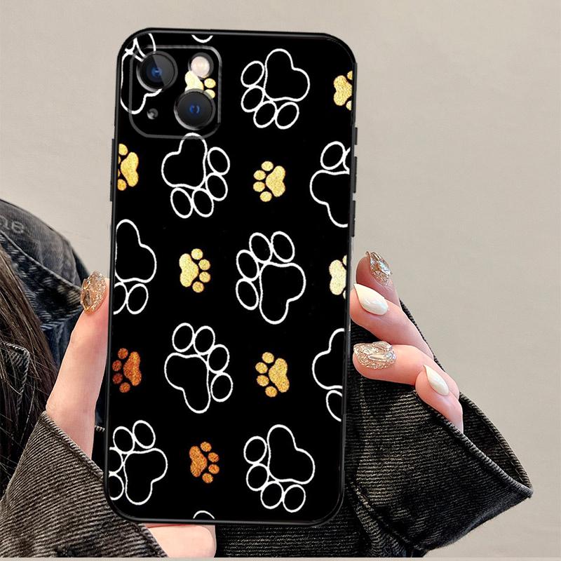 Watercolor Paw Prints Case For iPhone 12 13 Mini 11 14 Pro Max XS X XR Plus 15 16 Pro Max Cover