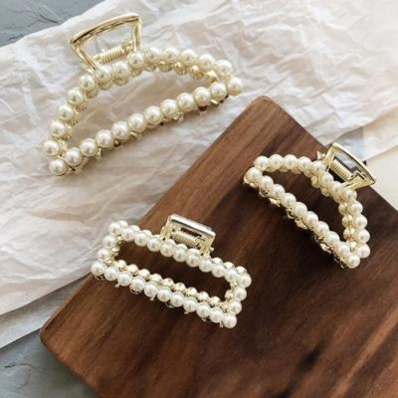 Pearl Hair Clips, 7 Types [Dahila Metal Half-Up Hair Clip] Single pearl pin