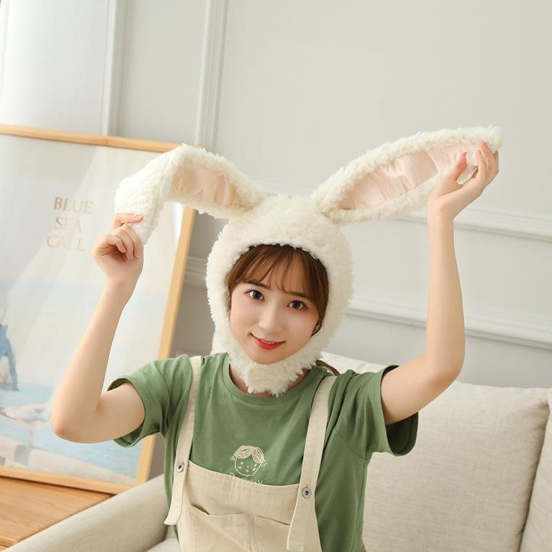 

Шапка с кроличьими ушками из овечьей шерсти, плюшевый капюшон, реквизит для фото, мультяшный капюшон Length 55CM Width 27CM0.15kg