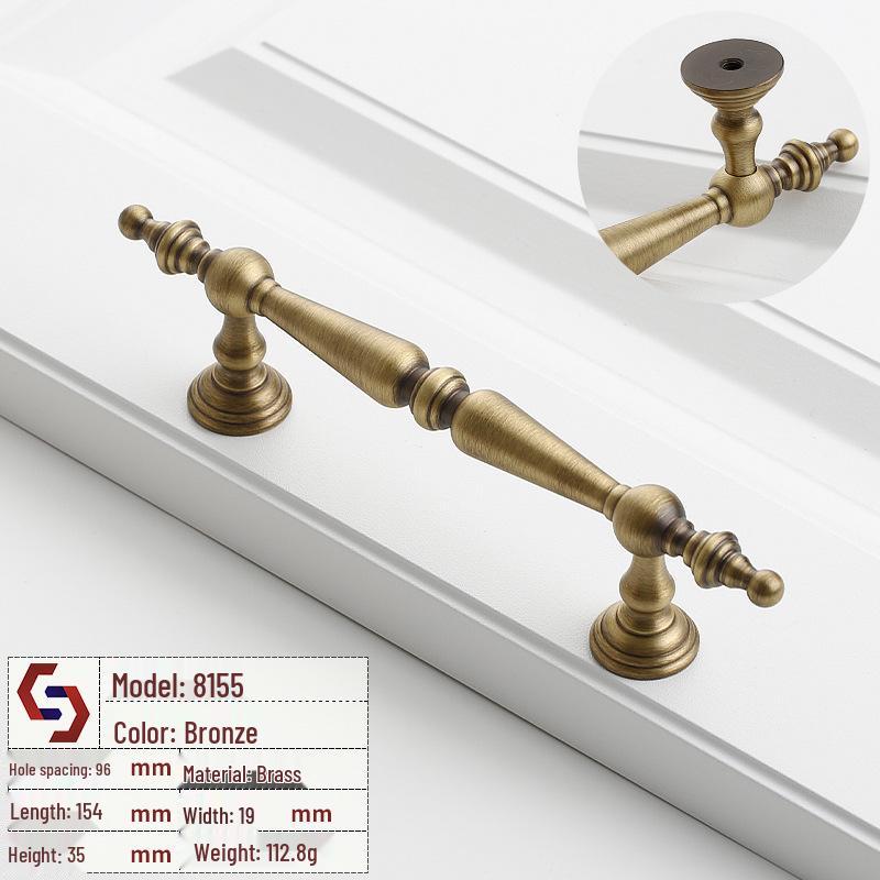 Vintage Brass Handle for Wardrobes, Cabinets, Drawers, and French Doors - Single Hole Light Luxury Style Furniture Hardware