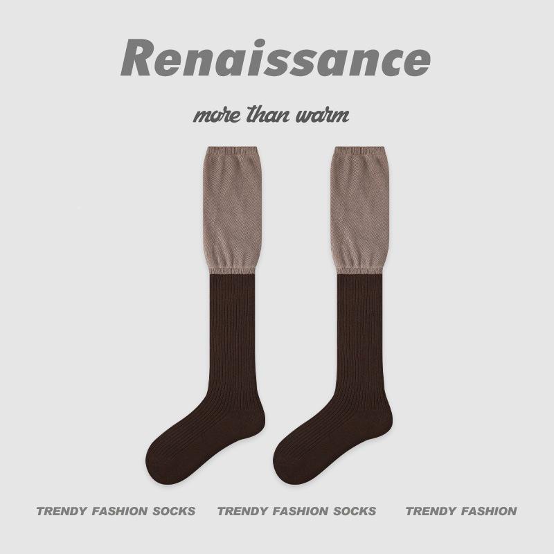 Renaissance Women's Thigh-High Slouch Socks - Boneless, Solid Color, Versatile Cotton for Autumn & Winter
