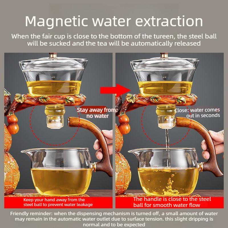 Heat Resistant Glass Tea Set with Anti Scald Handle Automatic Brewing Magnetic Device Luxury Gift for Home Use