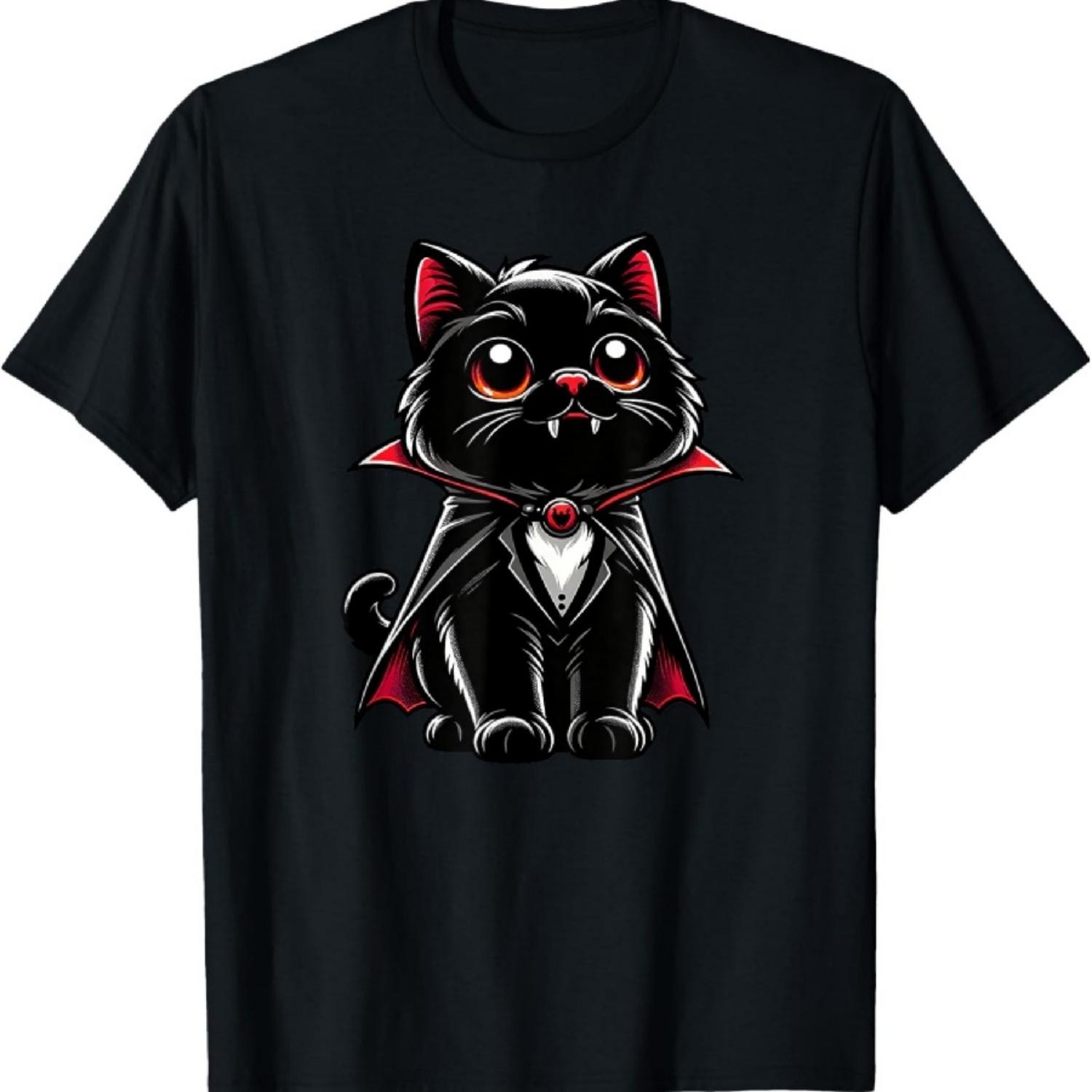 

Black Cat Vampire Dracula Halloween Funny Boys Girls Kids T-Shirt XXXXXL чорний