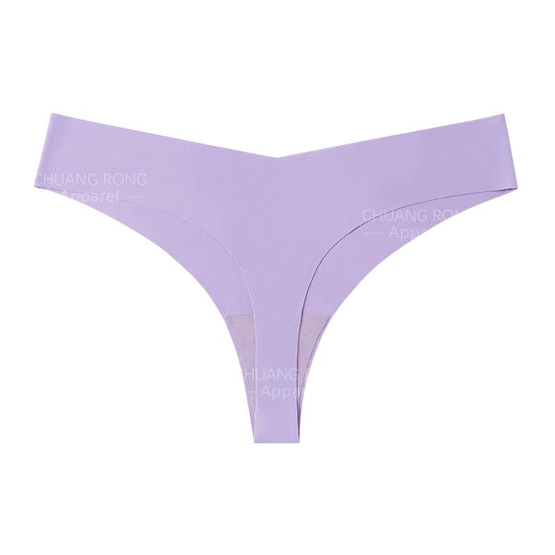 

One piece sexy large size girl low waist thong pure cotton crotch seamless ice silk fitness underwear can be cut at will S