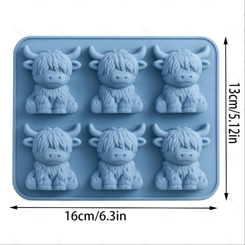 Highland Cow Silicone Mould 6 Compartments Animal-Shaped Ice Tray for Diy Fondant Cake Chocolate Mold Ice Cube Cake Mould Baking