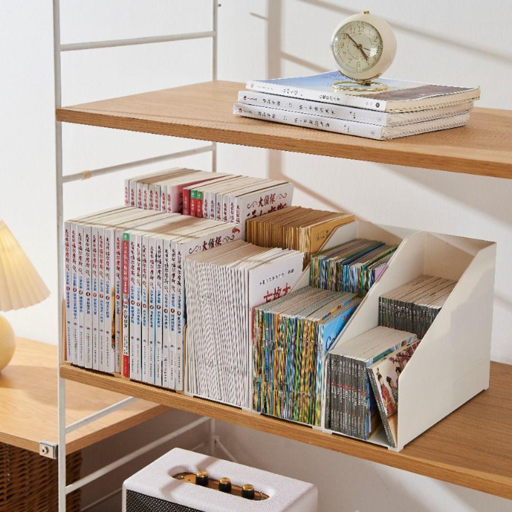 Simple Plastic Bookends Double Layer Solid Color File Storage Shelf Large Capacity Book Stand Student Supplies