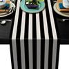 Stylish Geometric Pattern Table Runner Modern Runner Black And White Checkered Anti-wrinkle for Coffee 72 Inch Striped Dining Decor Linen Blend Cover