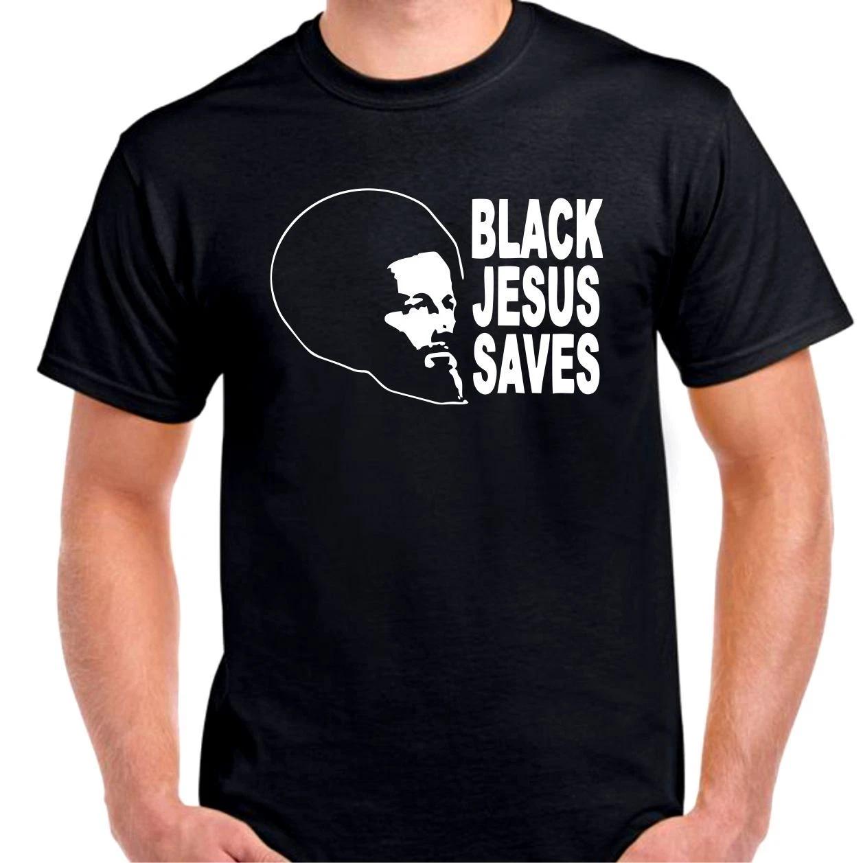 Black jesus saves lives people savior afro funny T shirt Tee S