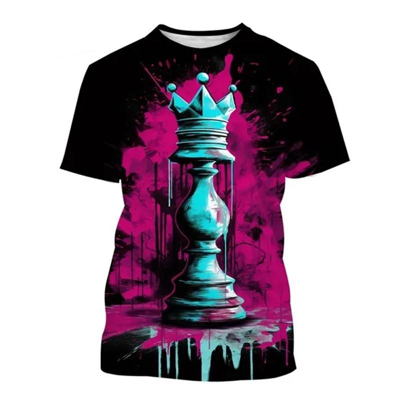 Chess 3D Graphic Print T-shirt For Men Women Casual Tops Clothes Comfortable Streetwear O-Neck Short Sleeve Oversize Tees Tops
