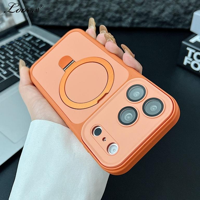 for Bracket Matte Case for For Iphone 17 16 1 Pro Max 14 Plus 13 12 11 Magnetic Holder Stand Camera Film Protector Cover